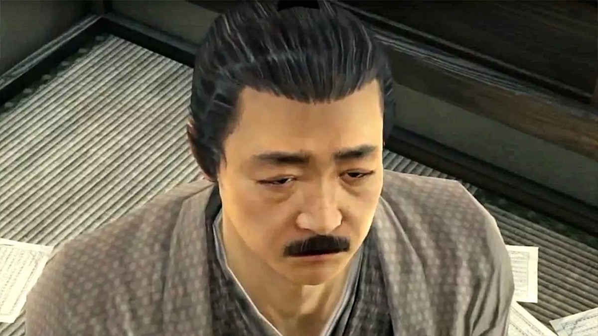 An animated man meant to represent novelist Natsumi Soseki is sitting on a tatami floor